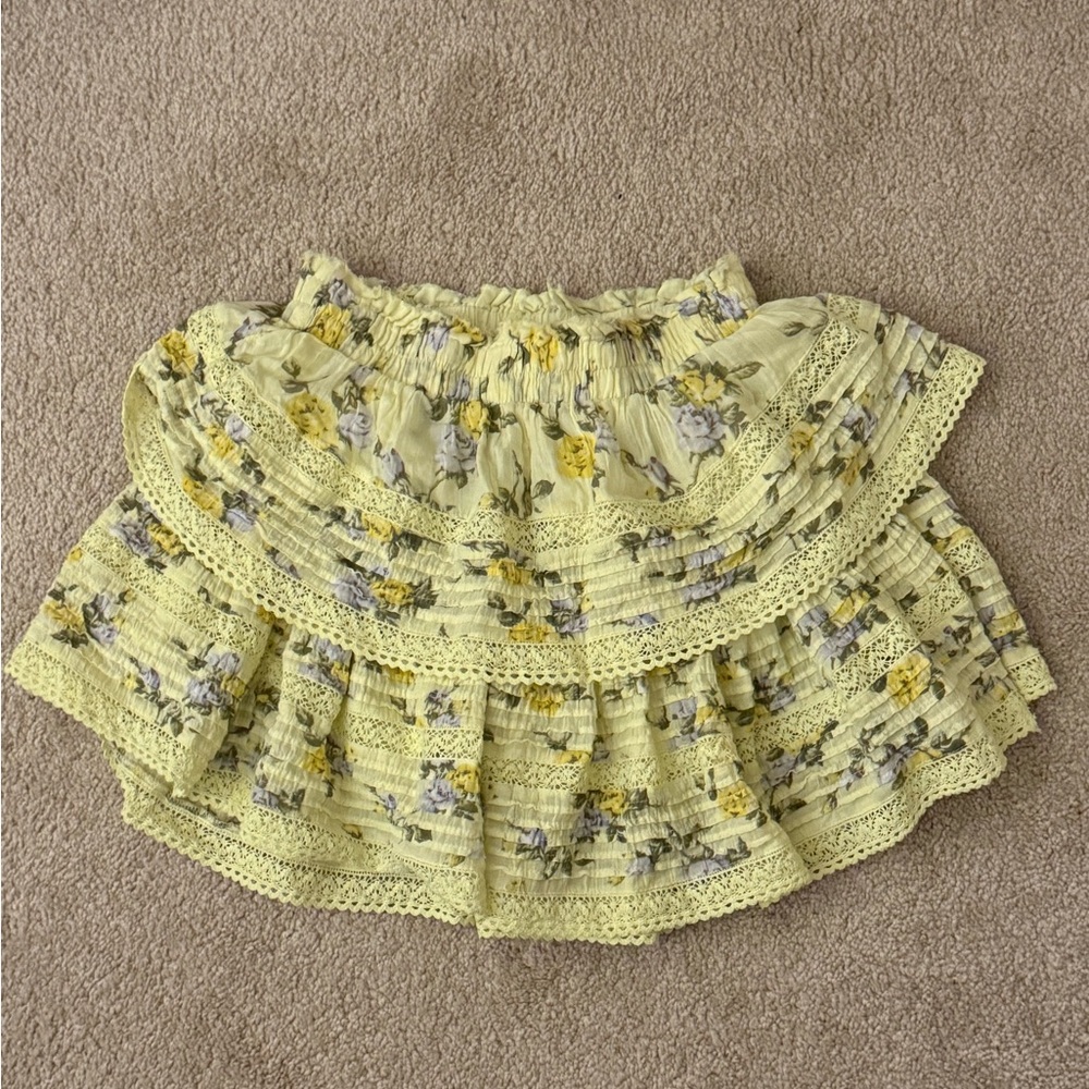Aerie Yellow Bubble Mini Skirt with Ruffled Tiers
